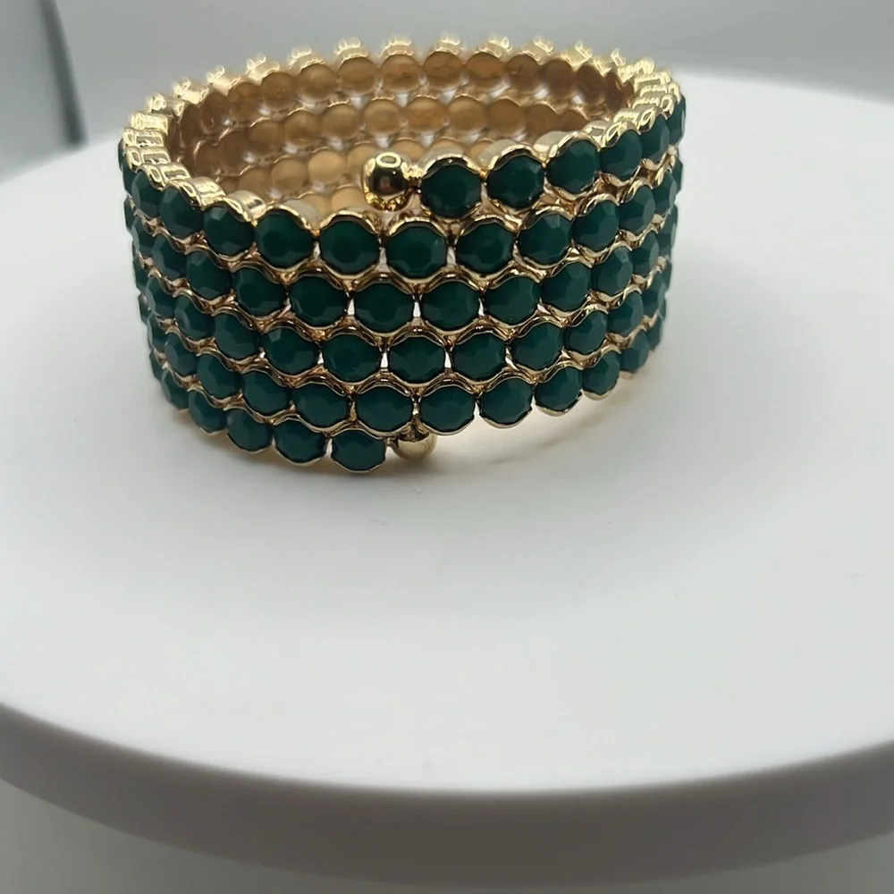 1348. Cara New York Gold and‎ Green Wraparound Bracelet